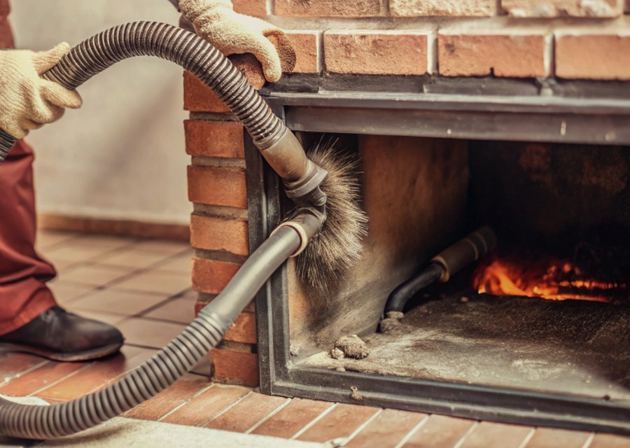 Chimney sweep at work near New Hope, PA