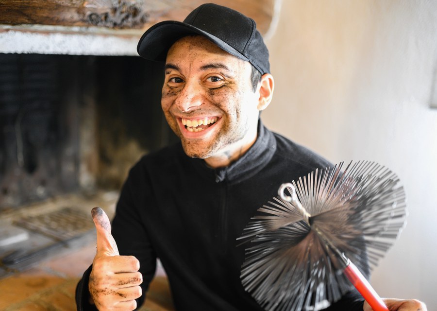 Chimney sweep at work near Middletown, PA