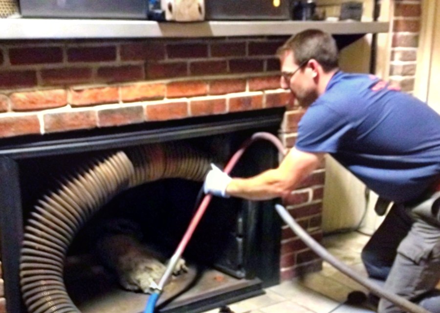 Chimney sweep at work near Little Elm, TX