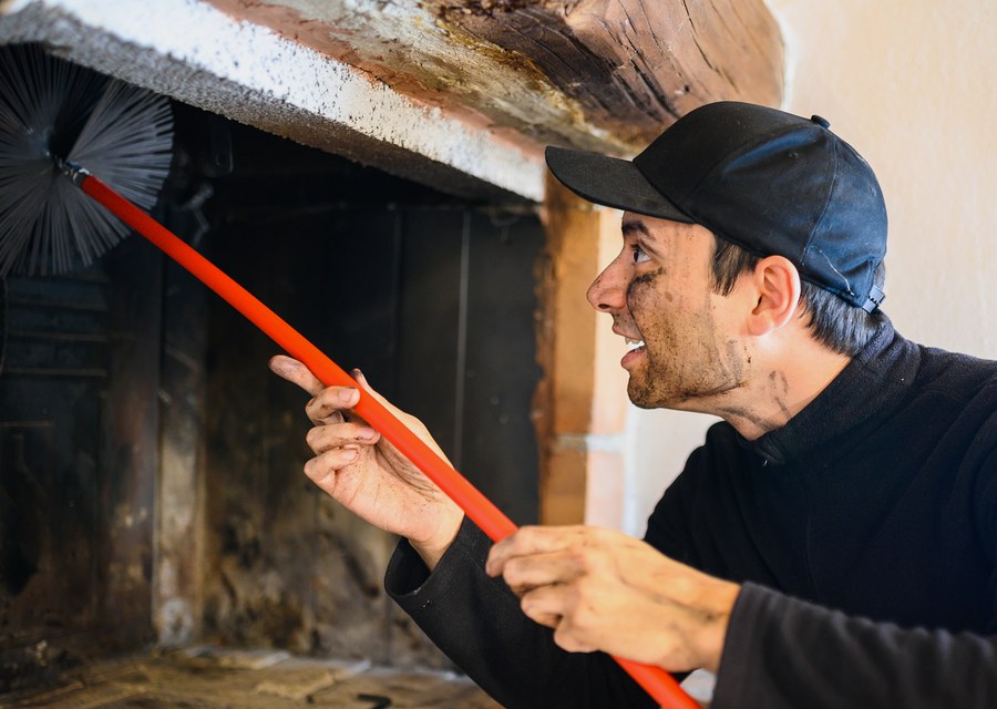 Chimney sweep at work near Galena Park, TX