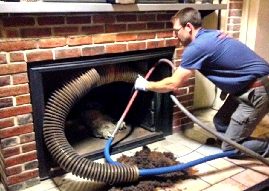 Chimney sweep at work near Bacliff, TX
