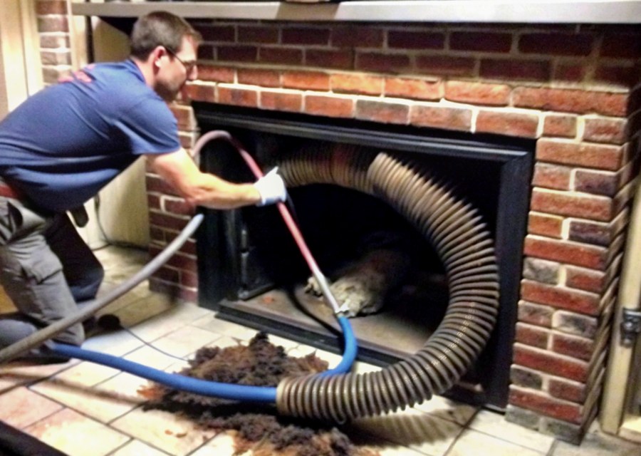 Chimney sweep at work near Italy, TX