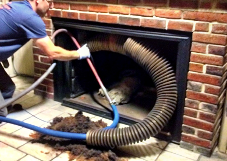 Chimney sweep at work near Upper Makefield, PA