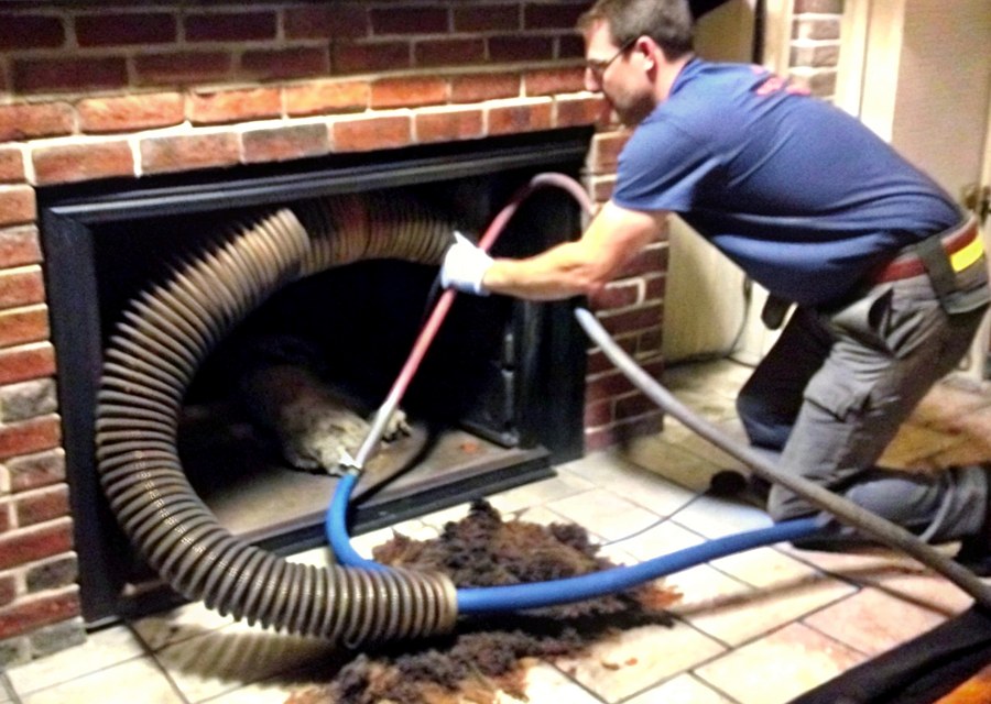 Chimney sweep at work near Pearland, TX