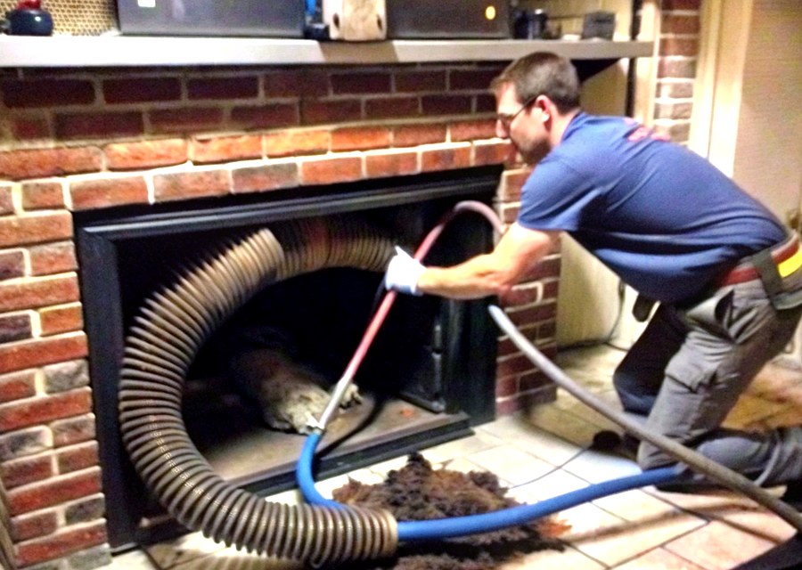 Chimney sweep at work near Randolph Air Force Base, TX