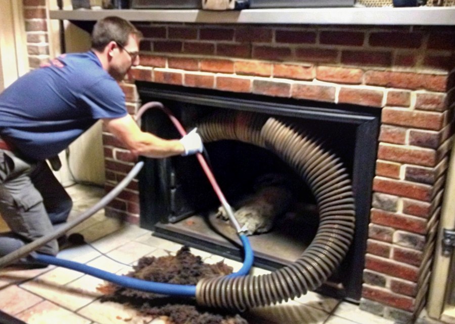 Chimney sweep at work near Boerne, TX