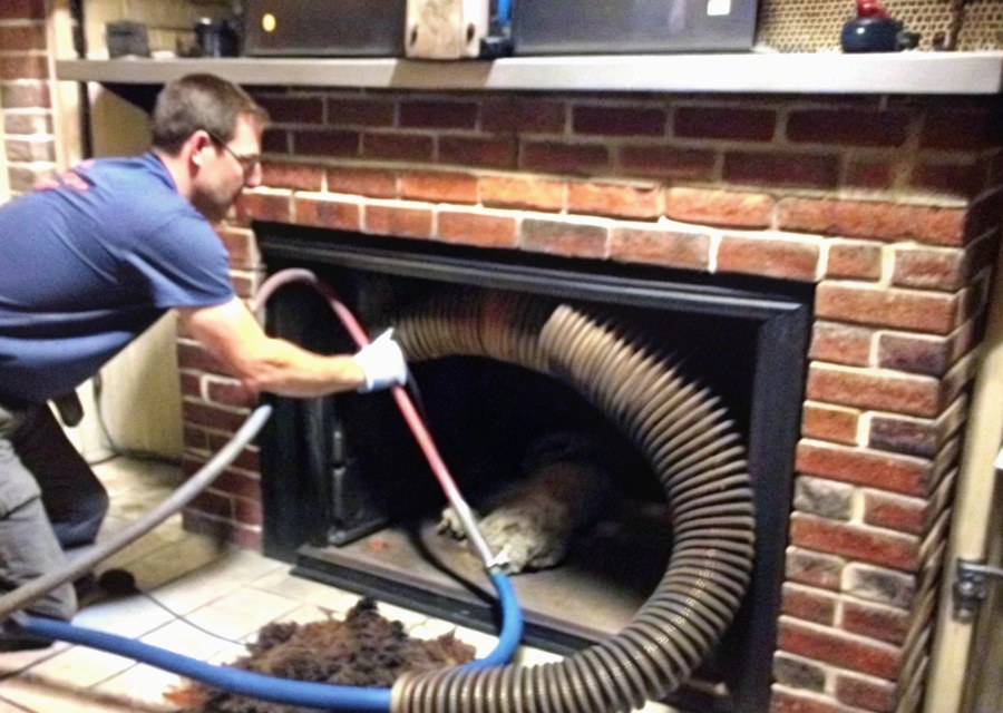Chimney sweep at work near Euless, TX