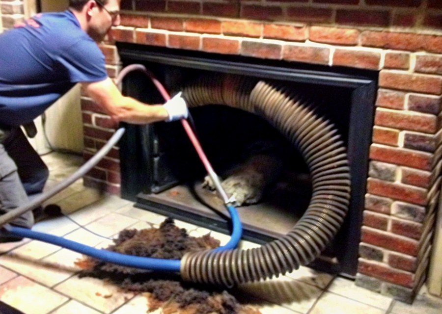 Chimney sweep at work near Houston, TX