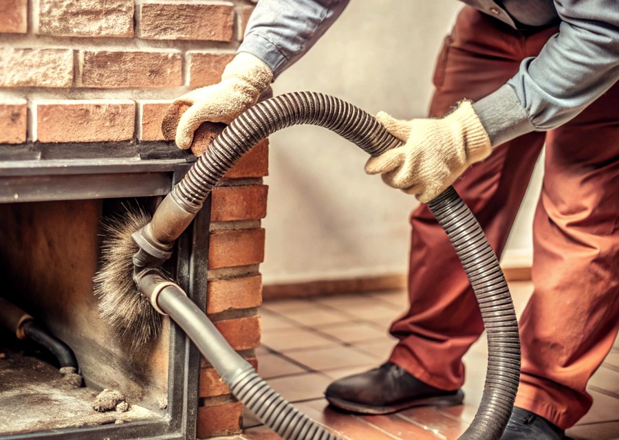 Chimney sweep at work near Frisco, TX
