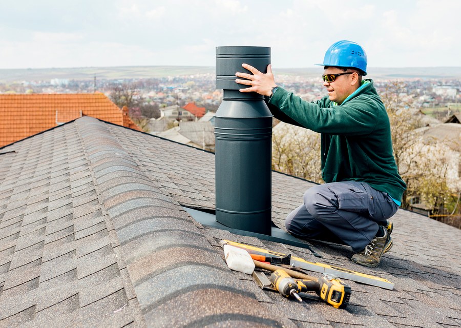 Rooftop chimney repair in Tioga, TX