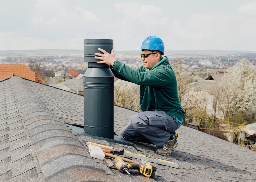 Rooftop chimney repair in Marlborough, MA