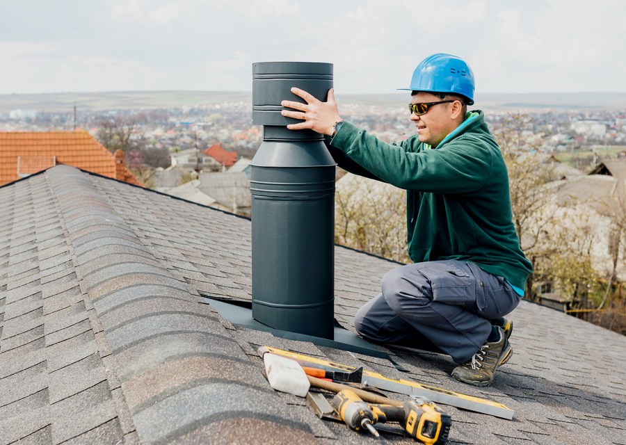 Rooftop chimney repair in Montague, MA