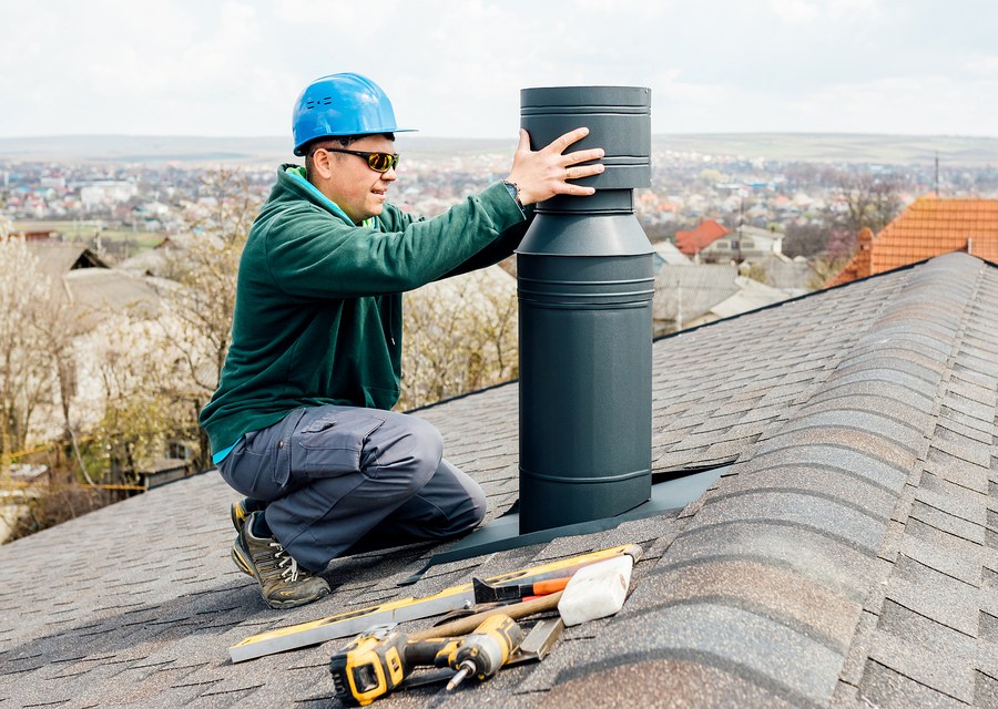 Rooftop chimney repair in Uxbridge, MA
