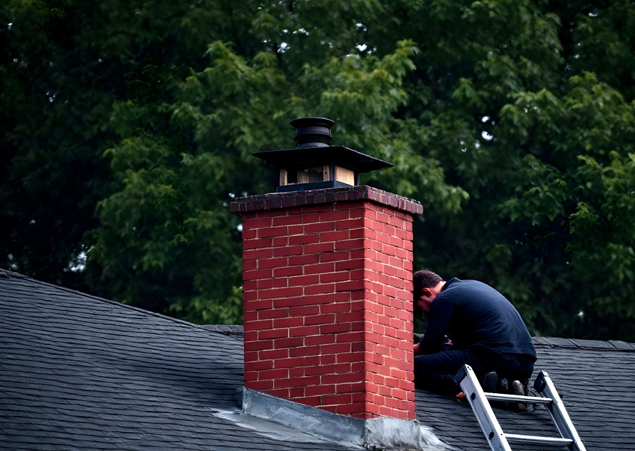 Rooftop chimney repair in Bedford, TX