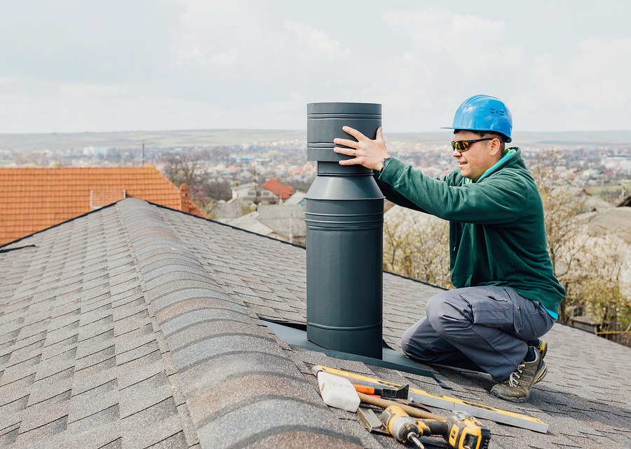 Rooftop chimney repair in Flower Mound, TX