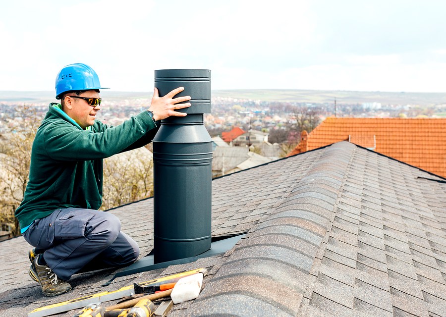 Rooftop chimney repair in Stow, MA