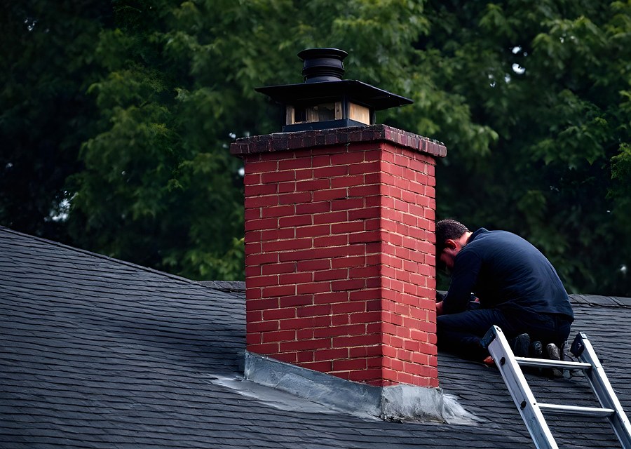 Rooftop chimney repair in Garland, TX