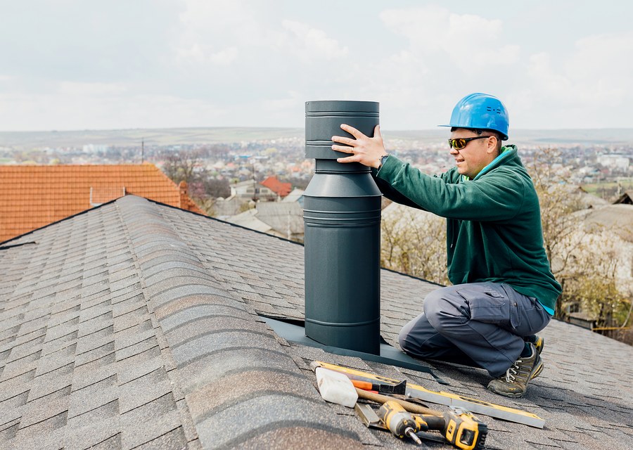 Rooftop chimney repair in Peabody, MA