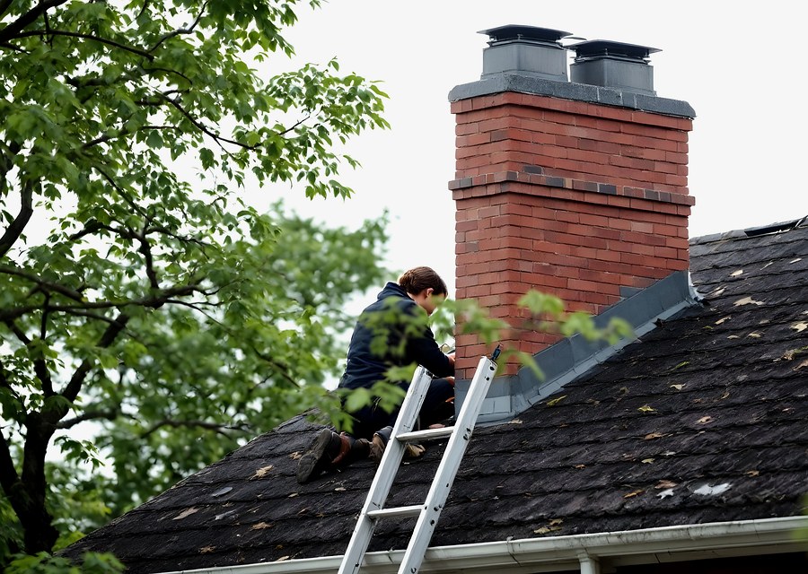 Rooftop chimney repair in Tomball, TX