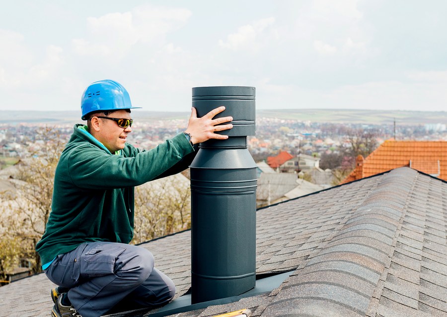 Rooftop chimney repair in Upper Makefield, PA