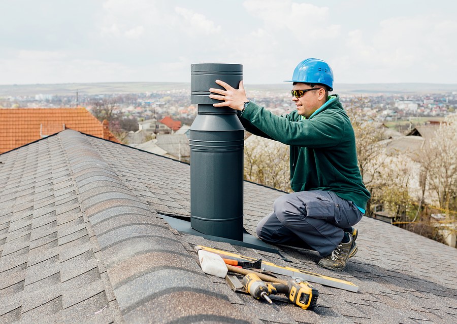 Rooftop chimney repair in Caddo Mills, TX