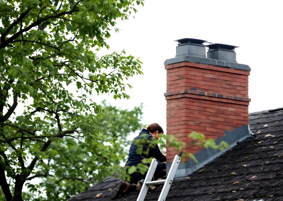 Rooftop chimney repair in North Reading, MA