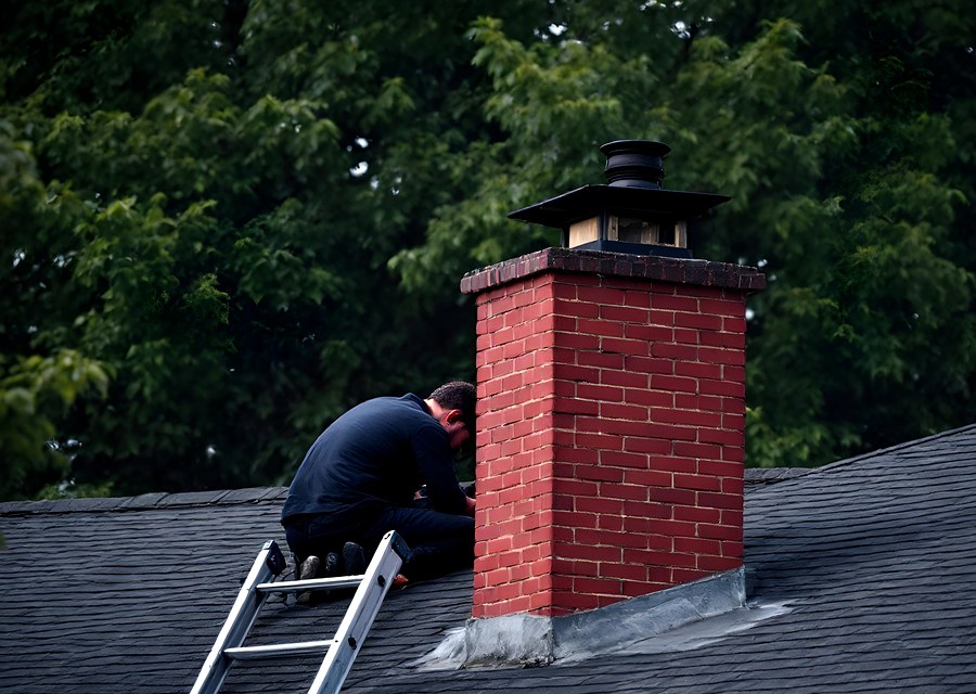 Rooftop chimney repair in Sterling, MA